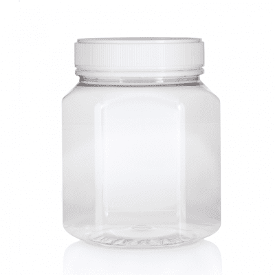 Jar PET Hex 1500ml/2Kg Clear 100mm neck